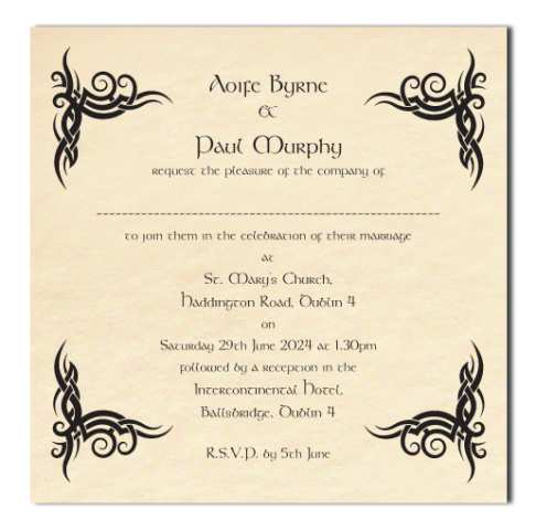 Celtic Wedding Invitations | Wedding Stationery