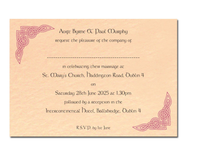 Wedding Invitation Celtic Corner Design